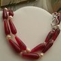 COLLANA ELEGANTE DI AGATA ROSSA VINTAGE E PERLE BAROCCHE              