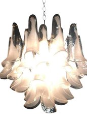 Foglia, color bianco e trasparente, ricambio o sostituzione per lampadari con pezzi rotti, in vetro soffiato di Murano