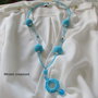                                                     Collana turchese con cristalli e perle rivestite all'uncinetto