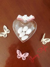 Scatolina portaconfetti a forma di cuore in plexiglass bomboniera nascita battesimo matrimonio 