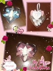 Scatolina portaconfetti a forma di cuore in plexiglass bomboniera matrimonio nascita battesimo 