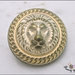 Bottone in metallo - leone in rilievo, color oro ottonato, attaccatura con gambo - 5 pezzi