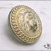 Bottone in metallo - leone in rilievo, color oro ottonato, attaccatura con gambo - 5 pezzi