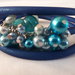 Bracciale filo armonico con perle di majorca blu e celesti 
