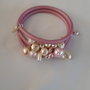 Bracciale filo armonico con perle di majorca rosa e panna