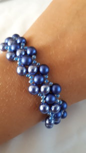 Bracciale LUXURY bicolore con perle blu