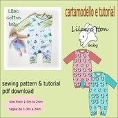 cartamodello tutina in jersey neonato tg1-3 mesi a 24-36 mesi