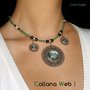 COLLANA WEB 1 - in acciaio e perline con cabochon glitter mix - NICKEL FREE