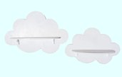 Coppia mensoline di legno a forma di nuvole (bianco)