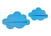 Coppia mensoline di legno a forma di nuvole (azzurro)