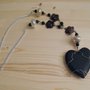 Collana lunga con catena e maxicuore in legno