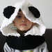 Cappuccio scaldacollo Panda bimbo taglia 3 anni fatto a mano all'uncinetto