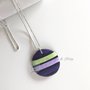 Collana a pallini con ciondolo a cerchio handmade in fimo multicolore nero/verde/lilla