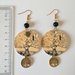 Klimt orecchini di carta pendenti con ciondolo a cerchio, perlina nera e pendente dorato albero della vita.