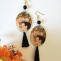 Klimt maternità orecchini di carta pendenti con perla nera