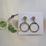 Orecchini Margherita Argento 925 E Oro - Gioiello Elegante Per Donne, 15mm, Regalo Ipoallergenico - Foto 3