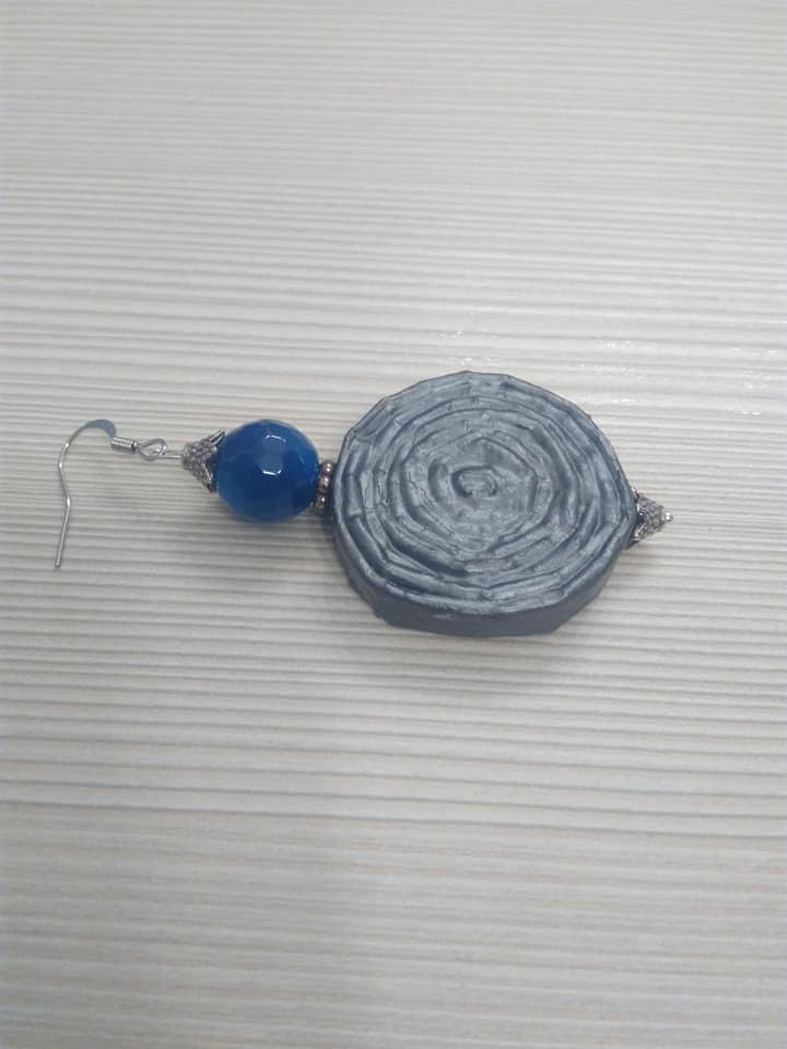 Orecchini Pendenti In Alluminio A Cuore Azzurri Fatti A Mano - Gioi