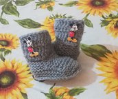 Stivaletti scarpette scarpine crochet tipo Ugg neonato bebè Topolino