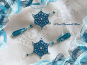 Orecchini azzurri al chiacchierino, perle in Argento 925, gocce in agata azzurra