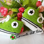 SCARPETTE NEONATO A UNCINETTO 0-3 mesi CONVERSE ALL STAR in cotone VERDE IDEE REGALO NASCITA