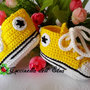 SCARPETTE NEONATO A UNCINETTO 0-3 mesi CONVERSE ALL STAR in cotone GIALLO IDEE REGALO NASCITA