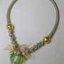 Girocollo con vetro di Murano - Collana con cuore verde - vetro Murano - perle Veneziane - collana con nodi