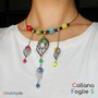 COLLANA FOGLIE 5 - girocollo con pendenti giallo rosso verde e blu 