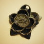 Black and Golden zipper flower brooch
