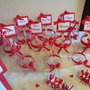 30PZ CONFETTATA MATRIMONIO ROSSO CUORI 10 CONTENITORI+10 SEGNAGUSTO +10 CUCCHIAI