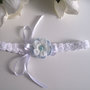 Fascia fascetta per capelli neonata uncinetto bianca / azzurra fatta a mano nascita battesimo cerimonia cotone handmade crochet 
