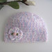 Cappellino neonata uncinetto cotone melange bianco - rosa tenue - lilla nascita bambina