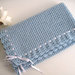 Copertina neonato uncinetto celeste azzurra fatta a mano lana merino idea regalo corredino nascita battesimo cerimonia