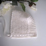 Cuffietta cuffia cappellino neonata lana merino panna avorio fatta a mano idea regalo corredino nascita cerimonia battesimo uncinetto handmade crochet   