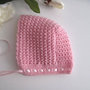 Cuffietta cuffia cappellino neonata lana merino rosa fatto a mano idea regalo corredino nascita cerimonia battesimo uncinetto handmade crochet   