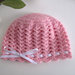 Cappellino neonata uncinetto lana merino color rosa nastro bianco fatto a mano idea regalo corredino nascita handmade crochet  