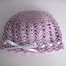 Coordinato cappellino scarpine neonata uncinetto lana merino color lilla fatto a mano idea regalo corredino nascita battesimo cerimonia handmade crochet  