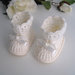 Scarpine stivaletti neonata neonato uncinetto unisex color panna fatte a mano lana idea regalo corredino nascita battesimo handmade crochet 