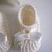 Scarpine scarpette neonata neonato uncinetto color panna fatte a mano lana idea regalo corredino nascita battesimo cerimonia handmade crochet