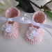 Scarpine neonata uncinetto battesimo cerimonia nascita rosa cipria bianco fatte a mano cotone idea regalo     