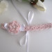 Fascia fascetta per capelli neonata uncinetto rosa cipria fatta a mano nascita battesimo cerimonia cotone handmade crochet