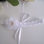 Fascia fascetta per capelli neonata uncinetto bianca fiore bianco fatta a mano nascita battesimo cerimonia cotone handmade crochet