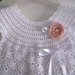 Vestito vestitino neonata uncinetto bianco fiore rosa tenue battesimo cerimonia corredino nascita fatto a mano cotone dress handmade crochet