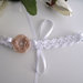 Fascia fascetta per capelli neonata uncinetto bianca fiore beige chiaro fatta a mano nascita battesimo cerimonia cotone handmade crochet
