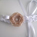 Fascia fascetta per capelli neonata uncinetto bianca fiore beige chiaro fatta a mano nascita battesimo cerimonia cotone handmade crochet