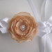 Fascia fascetta per capelli neonata uncinetto bianca fiore beige fatta a mano nascita battesimo cerimonia cotone handmade crochet