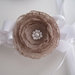 Set coordinato scarpine fascetta per capelli neonata uncinetto fiore tortora fatto a mano idea regalo nascita cerimonia battesimo cotone handmade crochet