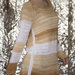 maglia in cotone e seta, unica, colore bianco striato nocciola- UnicOrn