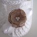 Scarpine neonata uncinetto bianche fiore tortora fatte a mano cerimonia nascita battesimo idea regalo cotone handmade uncinetto