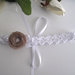 Fascia fascetta per capelli neonata uncinetto bianca fiore tortora fatta a mano nascita battesimo cerimonia cotone handmade crochet
