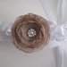 Fascia fascetta per capelli neonata uncinetto bianca fiore tortora fatta a mano nascita battesimo cerimonia cotone handmade crochet
